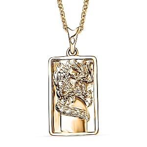 Luxoro Dragon Bar Pendant Necklace in 10K Yellow Gold 4.75 Grams 20 Inches