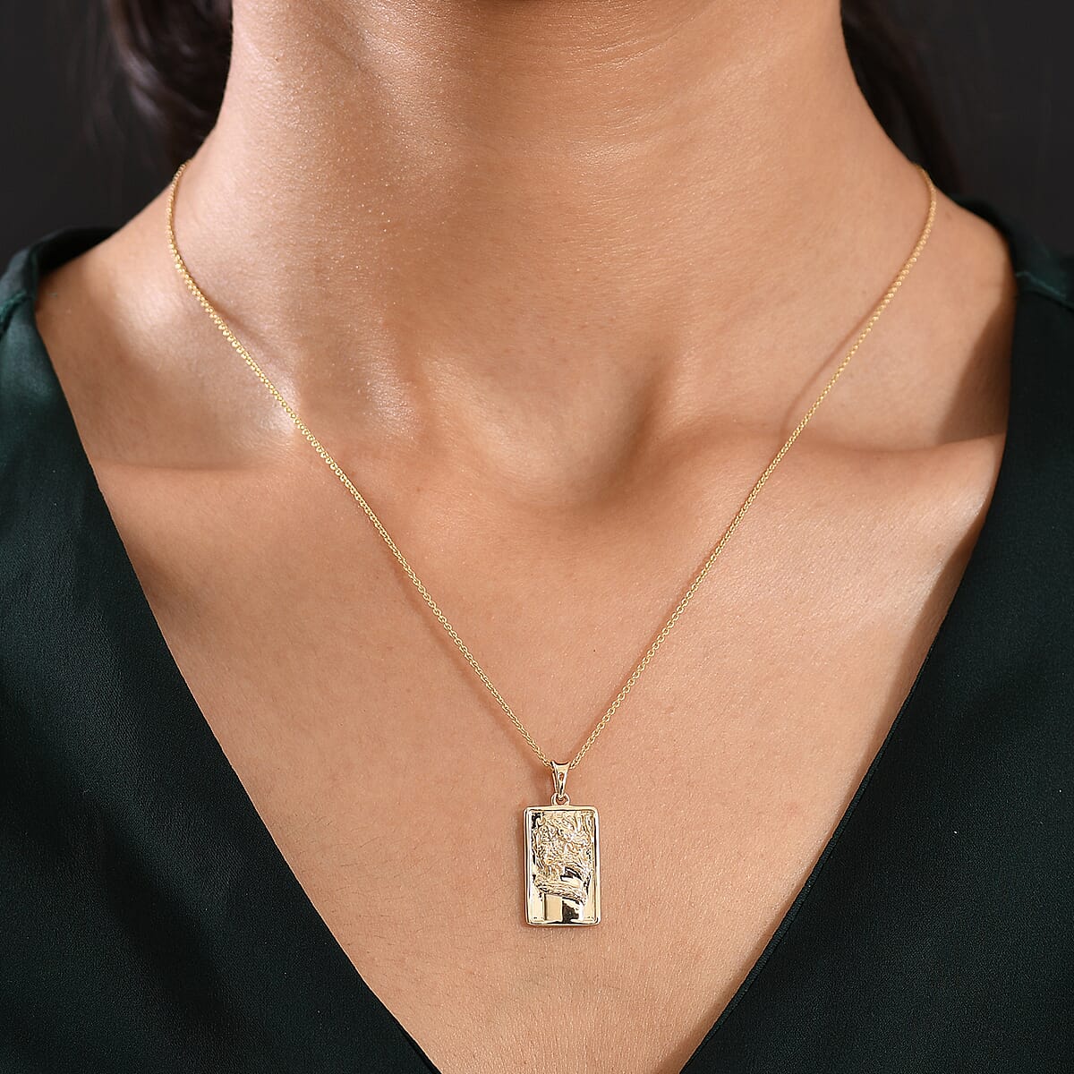 Luxoro Dragon Bar Pendant Necklace in 10K Yellow Gold 4.75 Grams 20 Inches image number 2