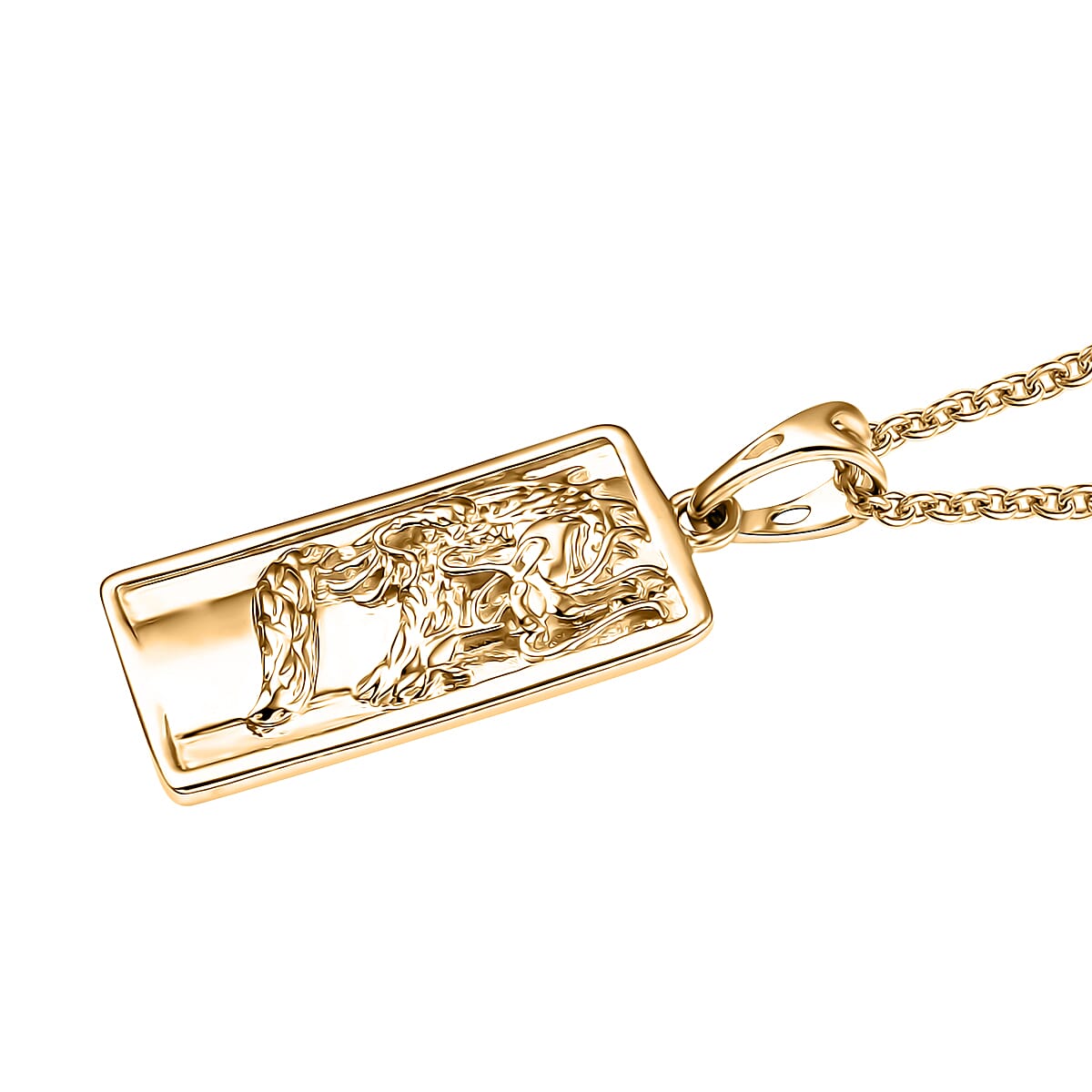 Luxoro Dragon Bar Pendant Necklace in 10K Yellow Gold 4.75 Grams 20 Inches image number 3