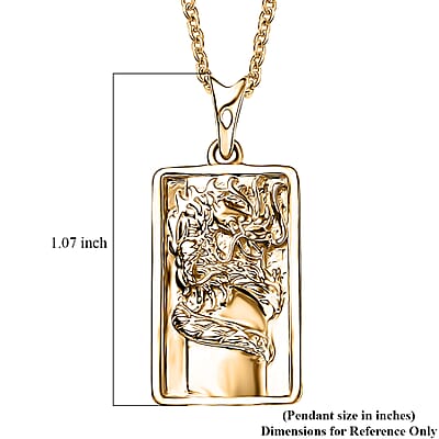 Luxoro Dragon Bar Pendant Necklace in 10K Yellow Gold 4.75 Grams 20 Inches