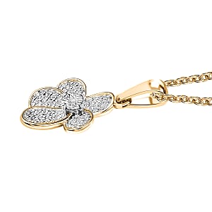 EverTrue White Diamond Accent Petal Radiance Pendant in 18K YG Plated and Platinum Bond with Stainless Steel Necklace (20 Inches)