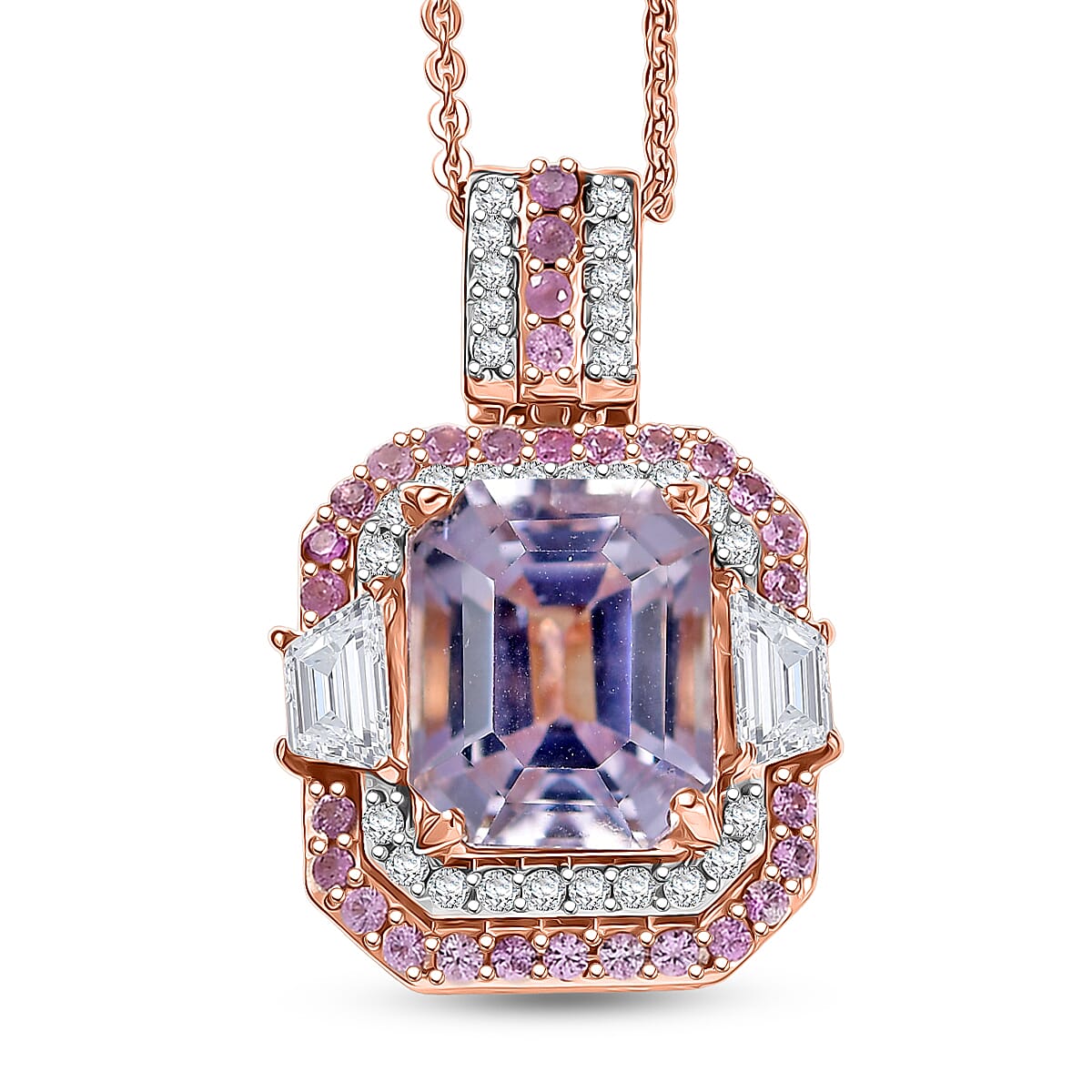 D'Joy Premium Martha Rocha Kunzite and Multi Gemstone 4.90 ctw Pendant Necklace in 18K Vermeil Rose Gold Over Sterling Silver 20 Inches image number 0