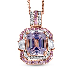 D'Joy Premium Martha Rocha Kunzite and Multi Gemstone 4.90 ctw Pendant Necklace in 18K Vermeil Rose Gold Over Sterling Silver 20 Inches