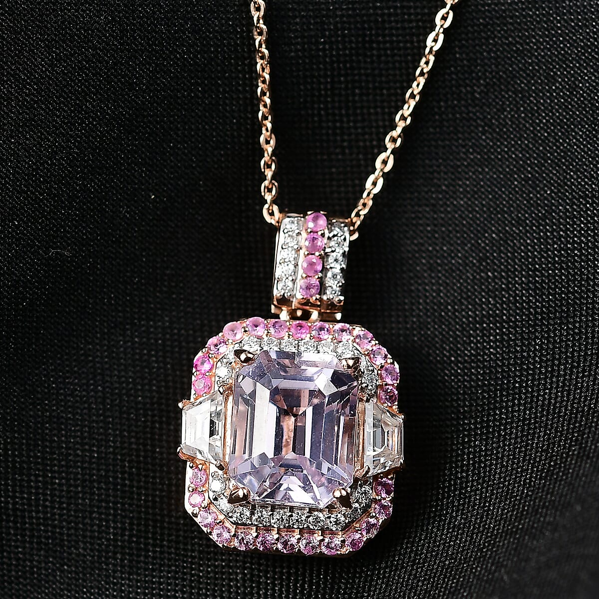 D'Joy Premium Martha Rocha Kunzite and Multi Gemstone 4.90 ctw Pendant Necklace in 18K Vermeil Rose Gold Over Sterling Silver 20 Inches image number 1
