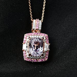 D'Joy Martha Rocha Kunzite, Multi Gemstone Pendant Necklace in 18K Vermeil RG Over Sterling Silver 5.10 ctw (20 Inches)