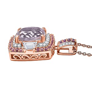D'Joy Martha Rocha Kunzite, Multi Gemstone Pendant Necklace in 18K Vermeil RG Over Sterling Silver 5.10 ctw (20 Inches)
