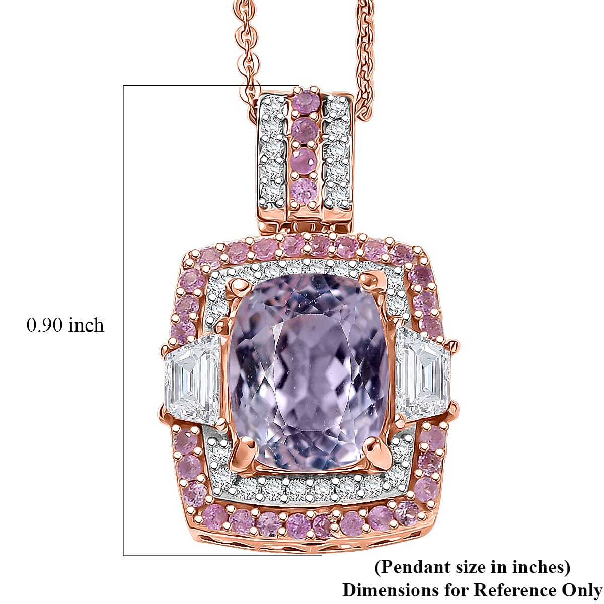 D'Joy Premium Martha Rocha Kunzite, Multi Gemstone Pendant Necklace (20 Inches) in 18K Vermeil RG Over Sterling Silver 5.10 ctw image number 5