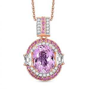 D'Joy Martha Rocha Kunzite, Multi Gemstone Pendant Necklace in 18K Vermeil RG Over Sterling Silver 4.65 ctw (20 Inches)