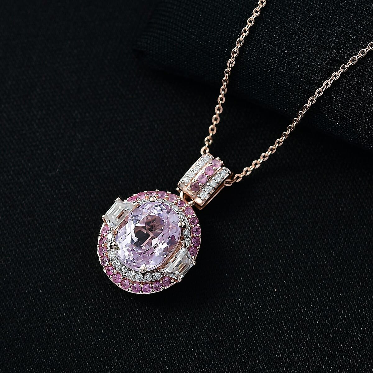 D'Joy Martha Rocha Kunzite, Multi Gemstone Pendant Necklace in 18K Vermeil RG Over Sterling Silver 4.65 ctw (20 Inches) image number 1