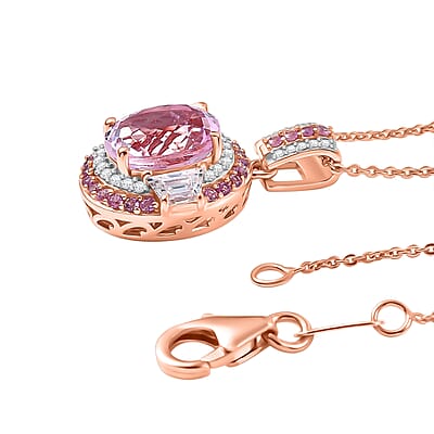 D'Joy Martha Rocha Kunzite, Multi Gemstone Pendant Necklace in 18K Vermeil RG Over Sterling Silver 4.65 ctw (20 Inches)