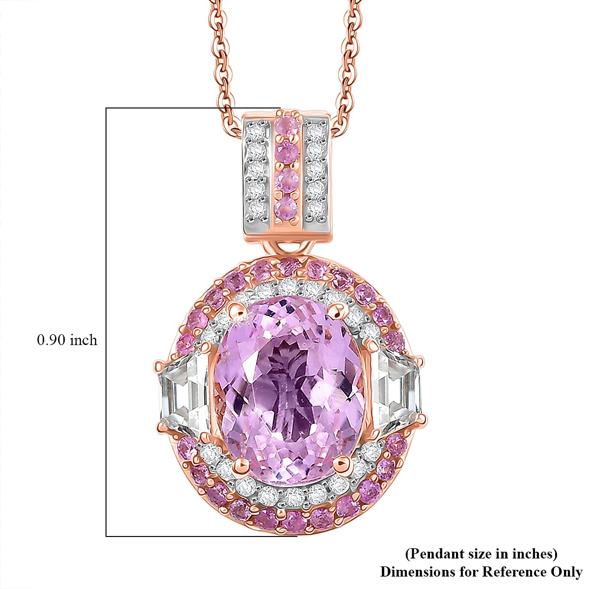 D'Joy Martha Rocha Kunzite, Multi Gemstone Pendant Necklace in 18K Vermeil RG Over Sterling Silver 4.65 ctw (20 Inches)