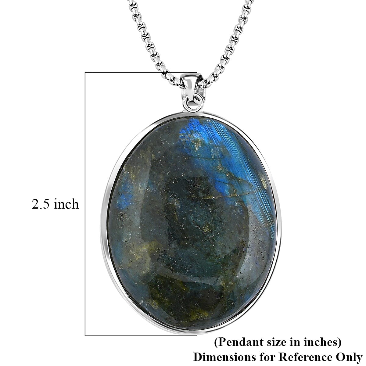 Karis Labradorite 200.00 ctw Pendant in Platinum Bond with Stainless Steel Necklace 20 Inches
