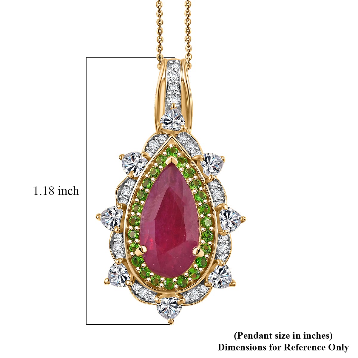 D'Joy Niassa Ruby, Multi Gemstone Heart Pendant Necklace in 18K Vermeil YG Over Sterling Silver 6.00 ctw (20 Inches) image number 5