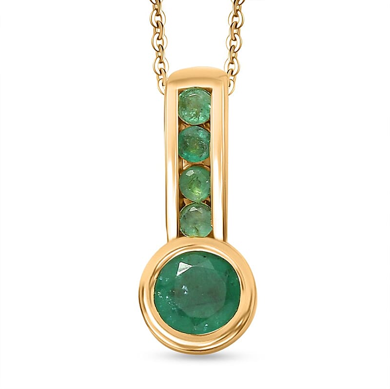 Kagem Zambian Emerald 0.60 ctw Pendant in 18K Vermeil Yellow Gold Over Sterling Silver