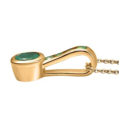 Kagem Zambian Emerald 0.60 ctw Pendant in 18K Vermeil Yellow Gold Over Sterling Silver