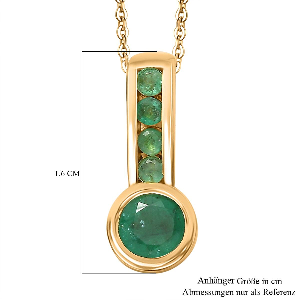 Kagem Zambian Emerald 0.60 ctw Pendant in 18K Vermeil Yellow Gold Over Sterling Silver