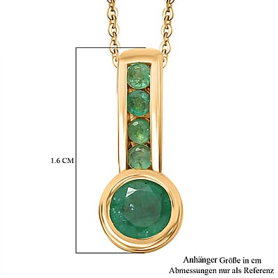 Kagem Zambian Emerald 0.60 ctw Pendant in 18K Vermeil Yellow Gold Over Sterling Silver