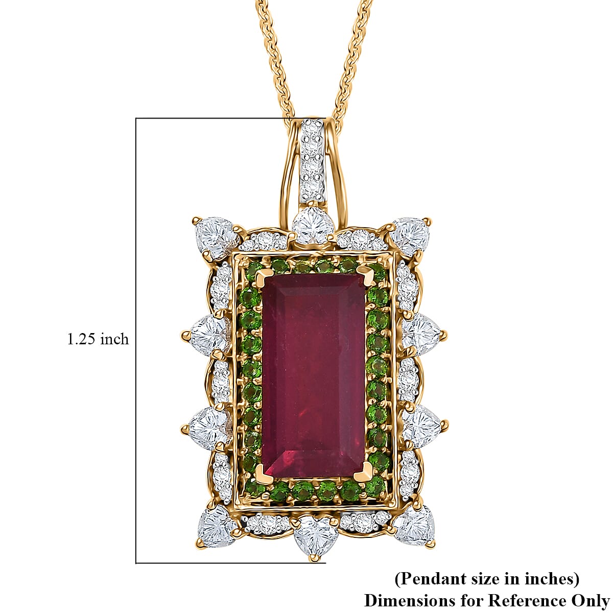 Doorbuster D&rsquo;Joy Niassa Ruby (FF) and Multi Gemstone 8.00 ctw Heart of Passion Pendant Necklace in 18K Vermeil Yellow Gold Over Sterling Silver 20 Inches image number 6