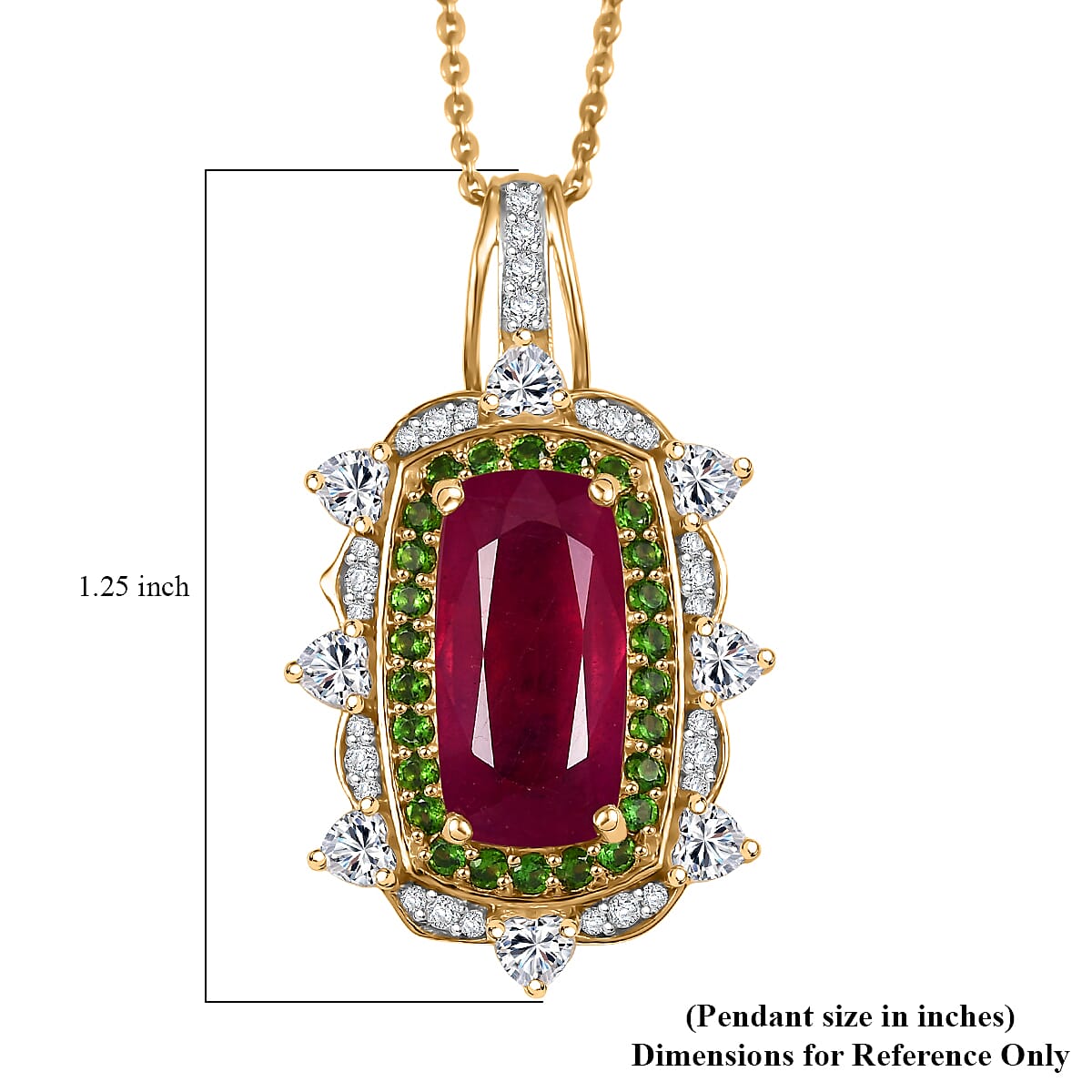 Doorbuster D&rsquo;Joy Niassa Ruby (FF) and Multi Gemstone 6.60 ctw Heart of Passion Pendant Necklace in 18K Vermeil Yellow Gold Over Sterling Silver 20 Inches image number 6