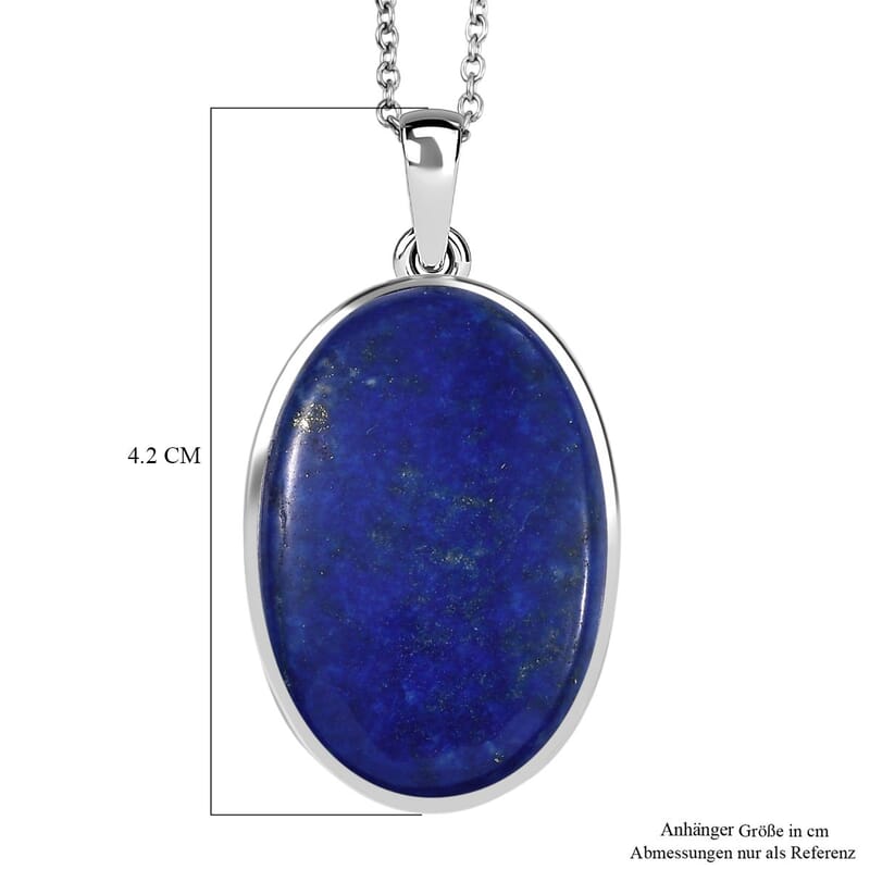 EverTrue Lapis Lazuli 29.00 ctw Pendant in 14K YG and Platinum Over Copper with Stainless Steel Necklace (20 Inches)