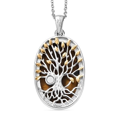 Tigers Eye Pendant 29.00 ctw Necklace in Sterling Silver 20 Inches