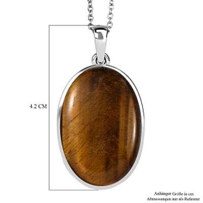 Tigers Eye Pendant 29.00 ctw Necklace in Sterling Silver 20 Inches