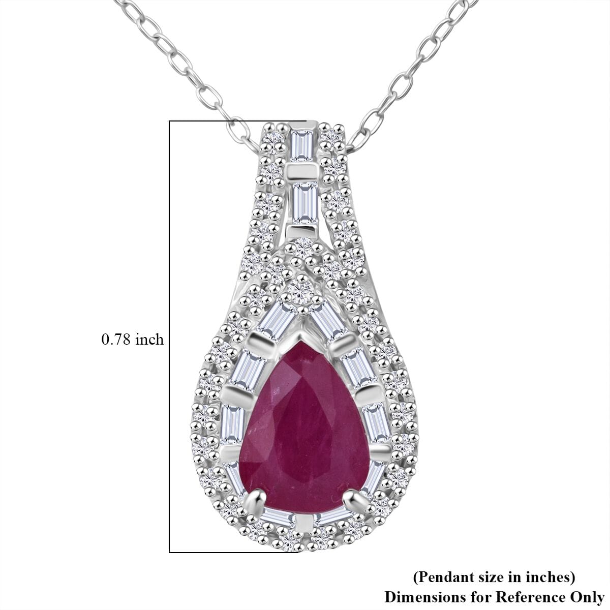 D'Joy Premium Mozambique Ruby, Moissanite Pendant Necklace (20 Inches) in Rhodium Over Sterling Silver 1.83 ctw image number 6