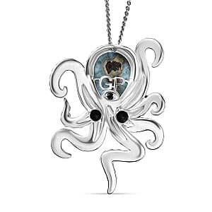 Larimar and Multi Gemstone Pendant 6.27 ctw Necklace in Rhodium Over Sterling Silver 20 Inches