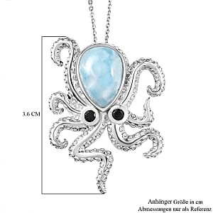 Larimar and Multi Gemstone Pendant 6.27 ctw Necklace in Rhodium Over Sterling Silver 20 Inches