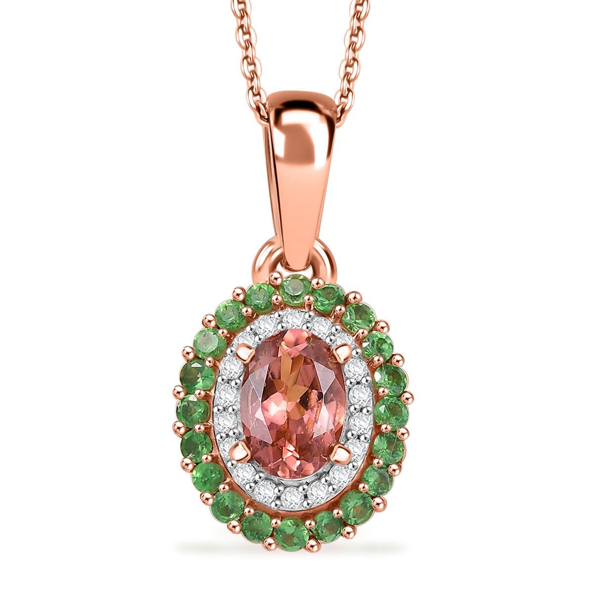D'Joy Premium Blush Tourmaline and Multi Gemstone 1.00 ctw Pendant Necklace in 18K Vermeil Rose Gold Over Sterling Silver 20 Inches image number 0
