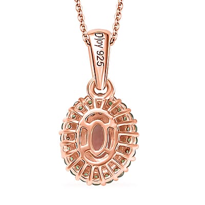 D'Joy Premium Blush Tourmaline and Multi Gemstone 1.00 ctw Floral Glint Pendant Necklace in 18K Vermeil Rose Gold Over Sterling Silver 20 Inches
