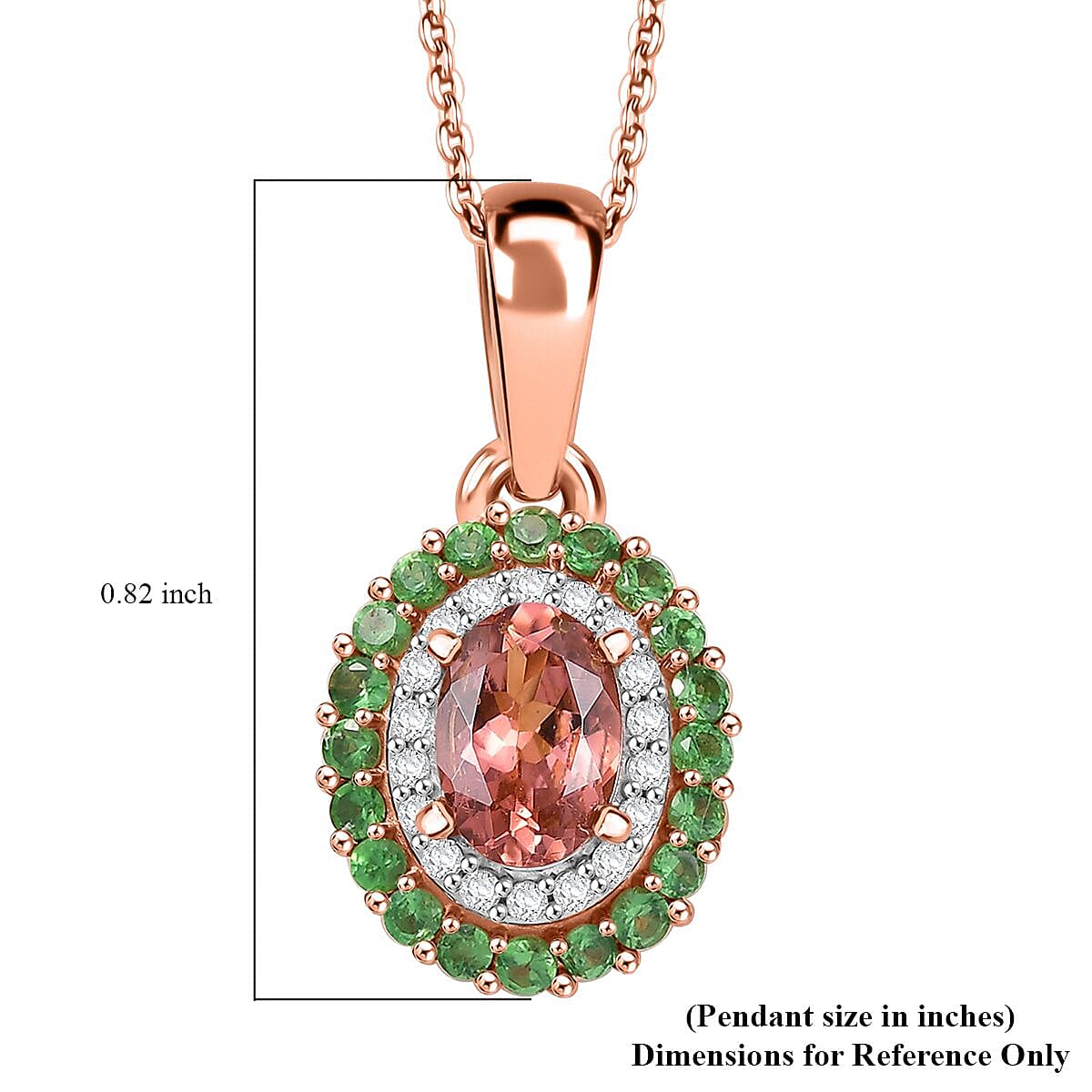 D'Joy Premium Blush Tourmaline and Multi Gemstone 1.00 ctw Floral Glint Pendant Necklace in 18K Vermeil Rose Gold Over Sterling Silver 20 Inches