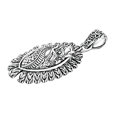 D'Joy Bali Legacy Sterling Silver Dragon Ring (Size 5.0), Earrings and Pendant without Chain 18.45 Grams