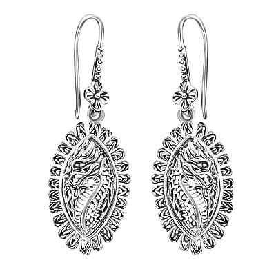 D'Joy Bali Legacy Sterling Silver Dragon Ring (Size 5.0), Earrings and Pendant without Chain 18.45 Grams