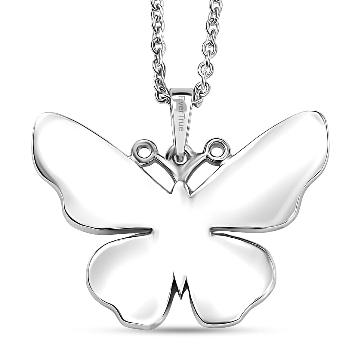 EverTrue Diamond Accent Butterfly Pendant in Platinum Bond with Stainless Steel Necklace 20 Inches image number 4