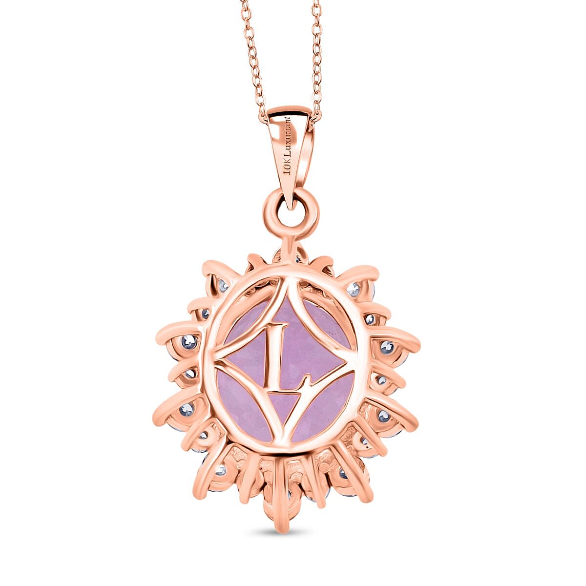 AAA Martha Rocha Kunzite and Luxuriant Lab Grown G-H SI 6.75 ctw Blush & Bloom Pendant Necklace in 10K Rose Gold 18 Inches image number 3