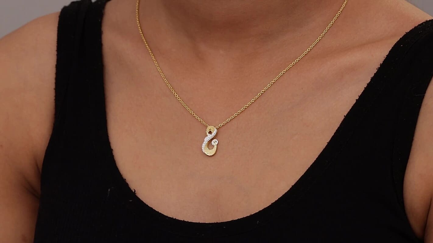 EverTrue Yellow Diamond (IR) Accent Pendant in 18K YG Plated and Platinum Bond with Stainless Steel Necklace (20 Inches)