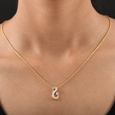 EverTrue Yellow Diamond (IR) Accent Pendant in 18K YG Plated and Platinum Bond with Stainless Steel Necklace 20 Inches