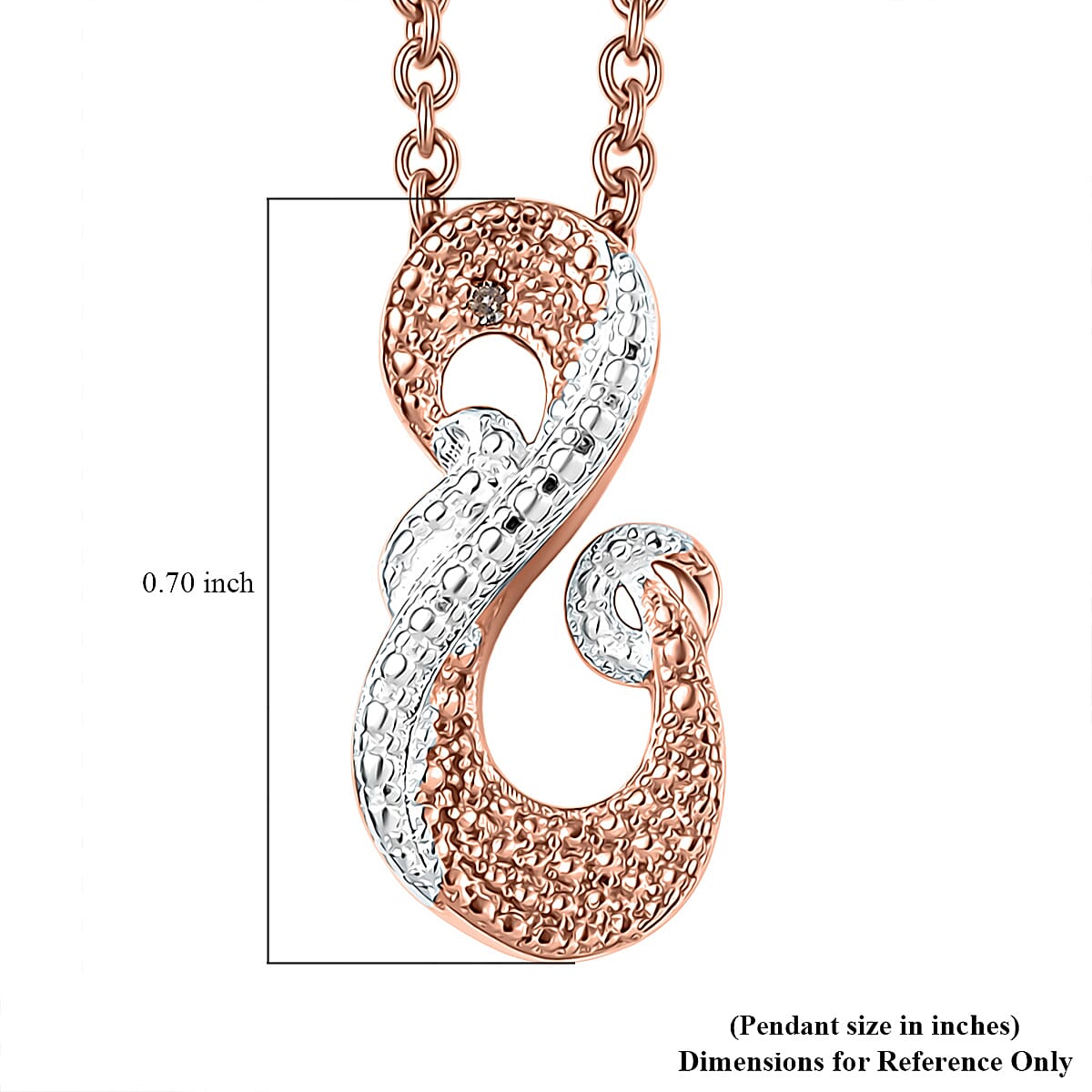 EverTrue Natural Champagne Diamond Accent Infinity Pendant in 18K RG Plated and Platinum Bond with Stainless Steel Necklace (20 Inches) image number 5