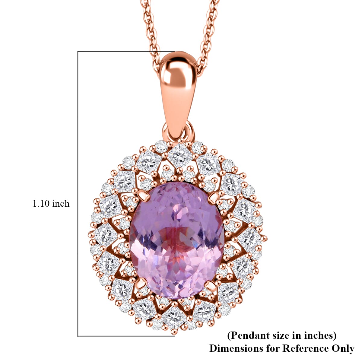 D'Joy Premium Martha Rocha Kunzite and Moissanite 5.90 ctw Pendant Necklace in 18K Vermeil Rose Gold Over Sterling Silver 20 Inches image number 6