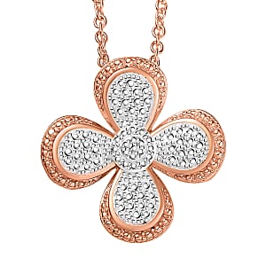 EverTrue White Diamond Accent Pendant in 18K RG Plated and Platinum Bond with Stainless Steel Necklace (20 Inches)