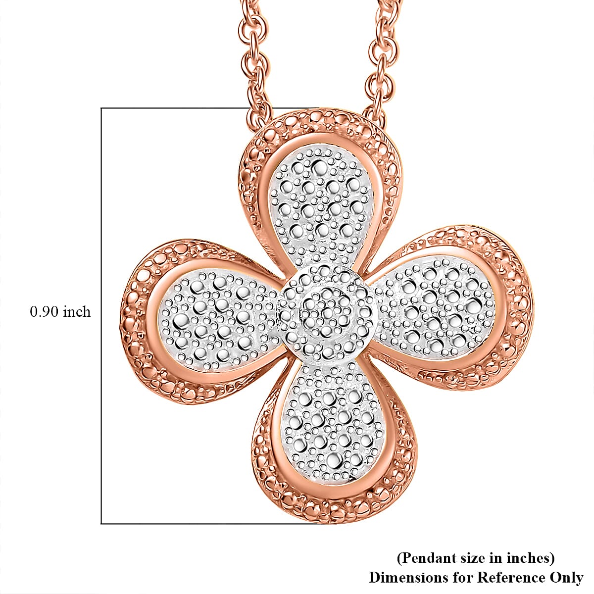 EverTrue White Diamond Accent Pendant in 18K RG Plated and Platinum Bond with Stainless Steel Necklace (20 Inches) image number 5
