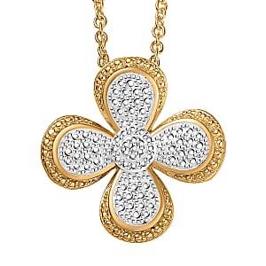 EverTrue White Diamond Accent Infinity Pendant in 18K YG Plated and Platinum Bond with Stainless Steel Necklace (20 Inches)