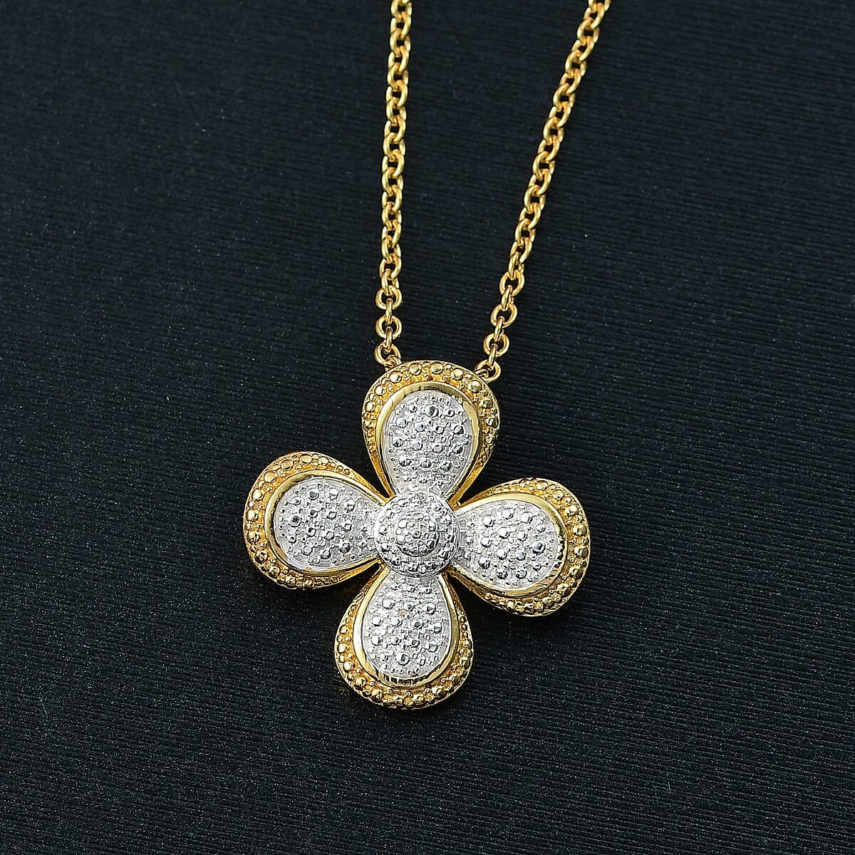 EverTrue White Diamond Accent Infinity Pendant in 18K YG Plated and Platinum Bond with Stainless Steel Necklace (20 Inches) image number 1