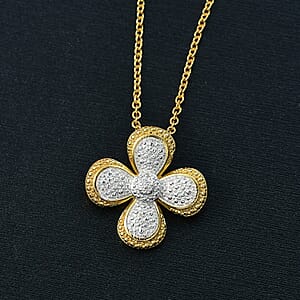 EverTrue White Diamond Accent Infinity Pendant in 18K YG Plated and Platinum Bond with Stainless Steel Necklace (20 Inches)