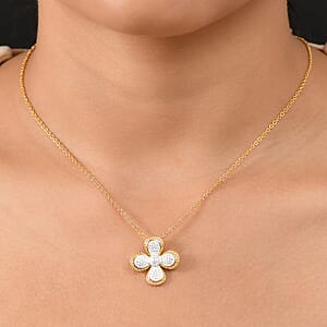 EverTrue White Diamond Accent Infinity Pendant in 18K YG Plated and Platinum Bond with Stainless Steel Necklace (20 Inches)