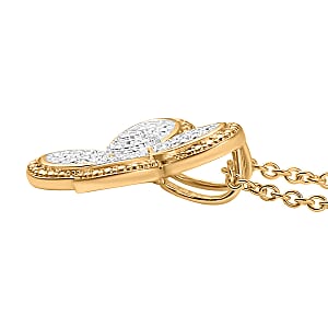 EverTrue White Diamond Accent Infinity Pendant in 18K YG Plated and Platinum Bond with Stainless Steel Necklace (20 Inches)