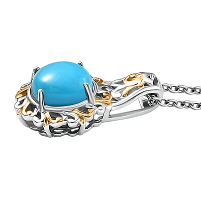 EverTrue Sleeping Beauty Turquoise 1.80 ctw Regal Oasis Pendant in 18K YG Plated and Platinum Bond with Stainless Steel Necklace 20 Inches