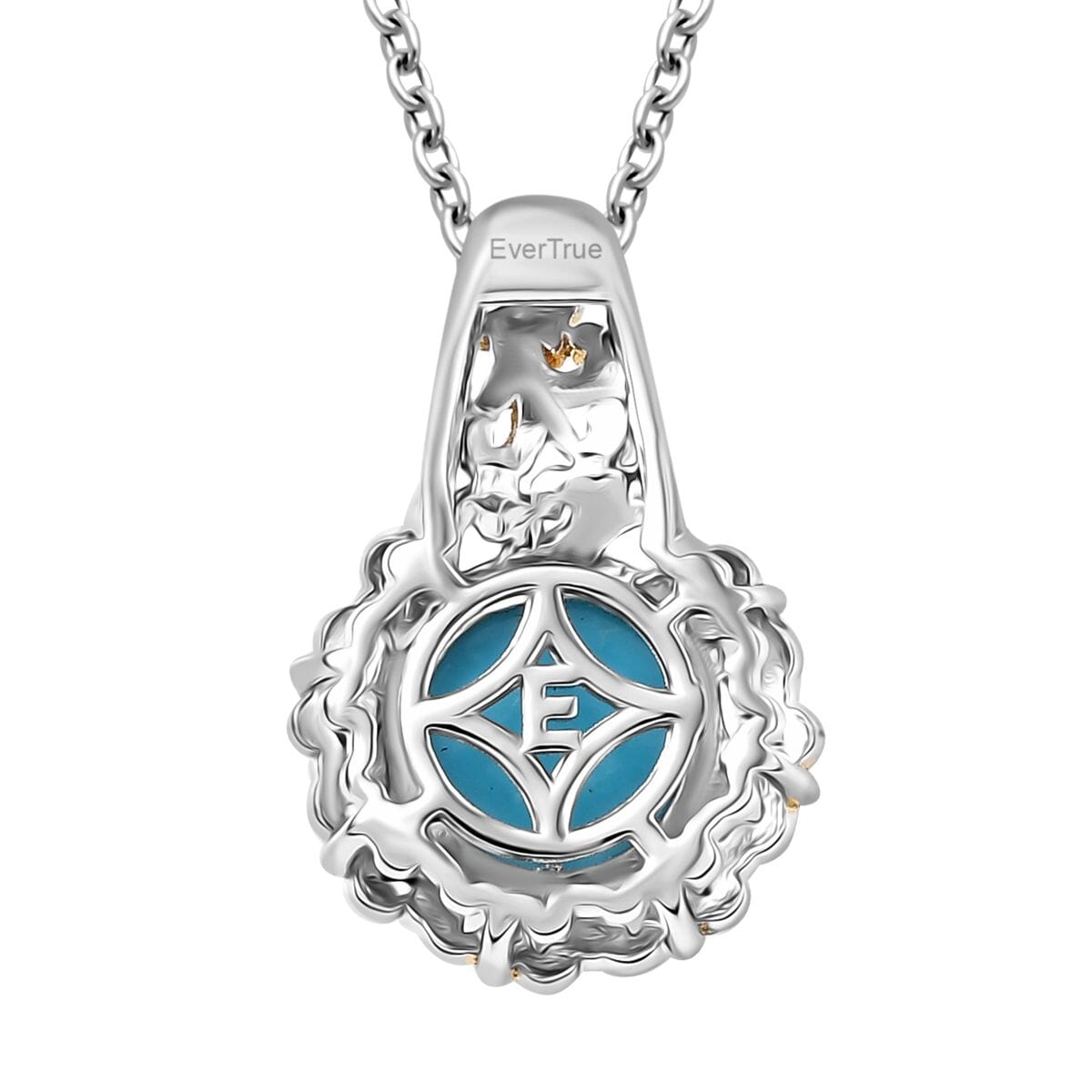 EverTrue Sleeping Beauty Turquoise 1.80 ctw Pendant in 18K YG Plated and Platinum Bond with Stainless Steel Necklace 20 Inches image number 4