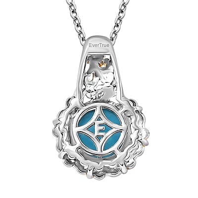 EverTrue Sleeping Beauty Turquoise 1.80 ctw Regal Oasis Pendant in 18K YG Plated and Platinum Bond with Stainless Steel Necklace 20 Inches